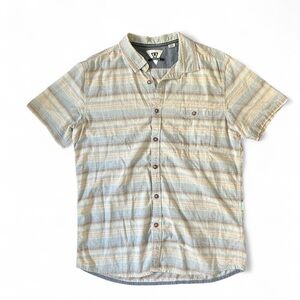 VISSLA Cream and Blue Casual Button Down Shirt